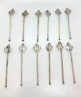 Set Of 12 925 Sterling Silver Leaf Cocktail Stirring Spoons _ Elegant Design
