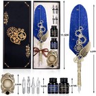 Blue Feather Calligraphy Dip Pen And Ink Set For Writing Stationery Gift