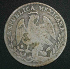1854 34   Pf Mexico 1 Reale   silver  903 Fine