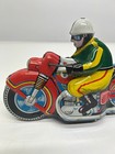 Vtg Asakusa Atd Japan  1874 Tin Litho Motorcycle Friction Toy As Is