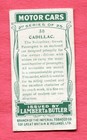 1923 Lambert   Butler Motor Cars 2nd Series Tobacco Card  30 Catillac