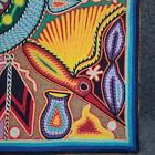 Huichol Yarn Painting Arte Tepehuano Hummingbird Fire 1990s 8 x8  Free Shipping