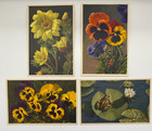 Flowers Postcards Printed In Switzerland Set Of 9 Unused Vintage Early 1900 s
