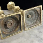 Antique 19th Century English Heavy Brass Candlestick Pair  Push Up  9    Tall