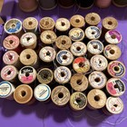 Vintage Lot Of 45 Old Wooden Sewing Thread Spools  With Thread On Spools