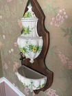 Vintage Italian Ceramic Lavabo Wall Fountain - On Wood Mount