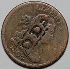 1804 Draped Bust Half Cent - Crosslet 4 stems - Counterstamped - 1 2c Coin