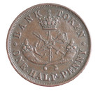 Canada 1857 Bank Of Upper Canada One Half Penny Token