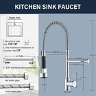 Polished Chrome Kitchen Sink Faucet Stainless Steel With Pull Down Sprayer Taps