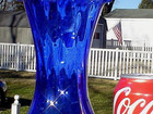 Vintage Blue Glass Vase 8   Tall smooth Swirl
