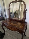 Antique Rj Horner Victorian Mahogany Vanity Dressing Table W  Pearl Inlay