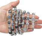 Black Glass Rosary Saint St Benedict Agate Beads Necklace Evil Protection Medal 