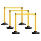 6 Pack Crowd Control Stanchions 10ft 3m Retractable Belt Crowd Barrier Posts Set