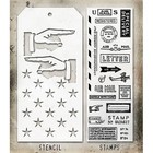 Correspondence Clear Stamp   Direction Stars Stencil Set Tim Holtz Thmm141 New 