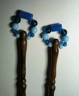 Vintage Lot Of 2  anna s Yarn Bobbins Bocote  Wood With Glass Beads 6    5 75 