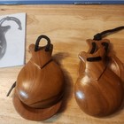 Jale Vintage Wooden Professional Castanets Original Box Spain Pouda Natural