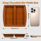 Dubai Chocolate Bar Mold Silicone Chocolate Bar Molds Deep Rectangular 2 Pack