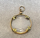 Antique French Fix Gold-plated Double-sided Photo Locket Necklace Pendant Clover