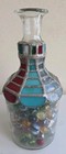 Vtg Antique Marble   Dice Collection Stain Glass Panels 9 5  Bottle D-379