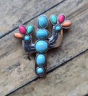 Magnetic Cactus Brooch  Faux Turquoise  South Western Jewelry  Hat Magnetic Pin