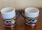 2 Copper Turkish Coffee Cups With Porcelain Insert