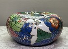 Rare Chinese Porcelain Tobacco Leaf Floral Lidded Jar Pumpkin Shaped 9 5   d