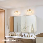 Bathroom Light Fixtures  2-light Brass Vanity Wall With Clear Tulip Glass Shade