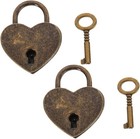 1pc Lock Antique Brass Padlock With Key small Locks With Keys vintage Heart S   