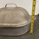 Vintage Century Silver Seal Hammered Aluminum Oval Roaster With Lid