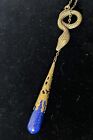 Lariat Necklace Egyptian Revival Coiled Snake Pendant Blue Lapis Lazuli Drop