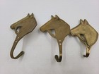 Antique Brass Horse Wall Hooks  Set Of 3
