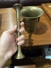 Antique L Apothecary Pharmacy Solid Cast Brass Mortar   Pestle