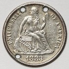 1883 10c Seated Liberty Silver Dime - Love Token - Engraved Reverse