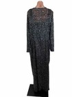 Cassandra Stone Beaded 2pc Dress Jacket Floor Length Silk Gown Navy Mob Evening