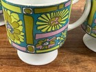 Set Of 5 Vintage 1969 Holt Howard Retro Groovy Flower Power Pattern Coffee Mugs