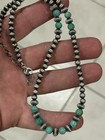 Sterling Silver Native American Sw 5mm Turquoise Navajo Pearl Necklace  925