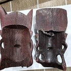 Handmade Chinese Wooden Masks Pair  Carved  Asian Culture
