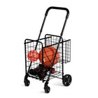Folding Shopping Cart Jumbo Basket Rolling Utility Trolley Adjustable Handle