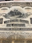 Antique 1905 West Chester Kennett And Wilmington Electric Railway Co  1000 Bond