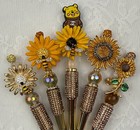 Custom Hand Made Beaded Pens  Bling Sun Flower  Gifts  Basket Filler  Collect 