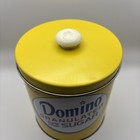 Vtg     J l  Clark Domino Granulated Sugar Yellow Metal Tin Canister Pure Cane