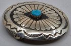 Vintage Navajo Sterling Silver Turquoise Belt Buckle