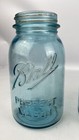 Antique 4 Jar Lot Quart Mason Blue Ball Rath   s Black Hawk Zinc Caps Lids Atlas