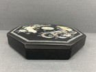 Vintage Black Lacquer Jewelry Box With Mother Of Pearl Inlay