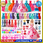 98 Pcs Barbie Clothes Doll Fashion Wear Clothing Outfits Dress Up Gown Shoes Lot