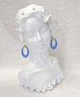 Vintage Plastic Blue gold Tone Drop Earrings  Retro