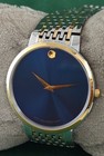 Luxury Movado Quartz Blue Dial All Working Men Wristwatch Stainless Steel Band