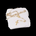 18k Gold Plated Rosary Necklace With 4mm Catholic Prayer Beads Pendant