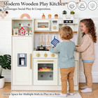 Wooden Kids Play Kitchen With Lights And Sounds  18 Accessories  Modern Design K