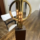 Vintage Mcm Italian Letter Opener And Scissors With Wood Holder Rare